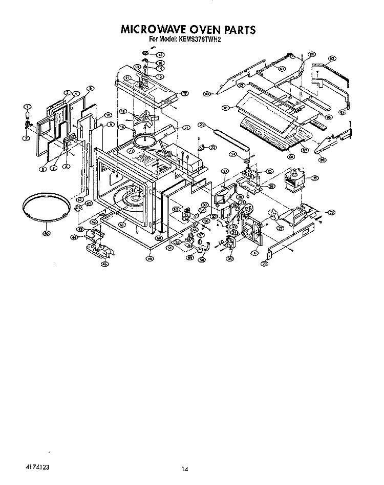 MICROWAVE OVEN Diagram and Parts List for KEMS376TWH2  KitchenAid Microwave Oven Combo