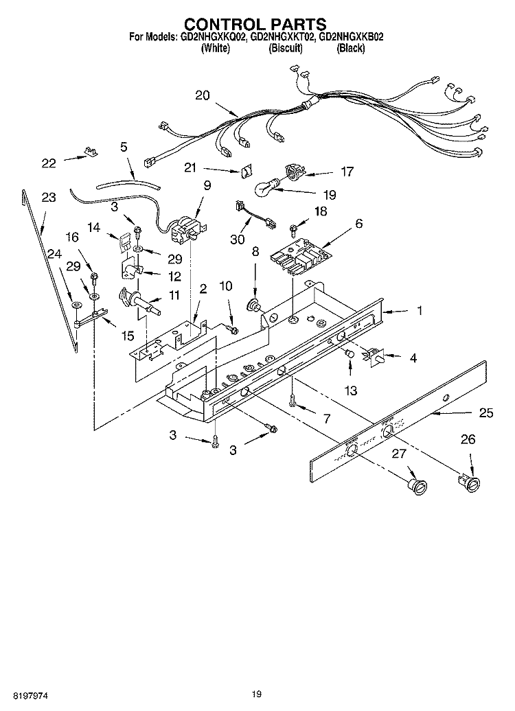 CONTROL Diagram and Parts List for GD2NHGXKQ02  Whirlpool Refrigerator