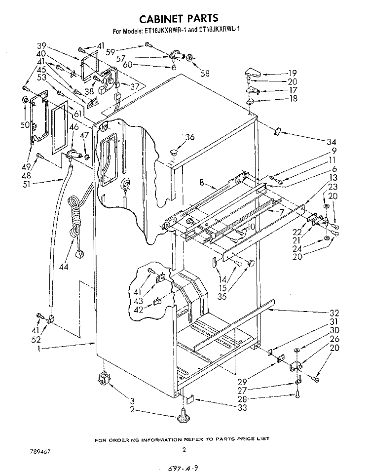 CABINET Diagram and Parts List for ET18JKXRWR1  Whirlpool Refrigerator