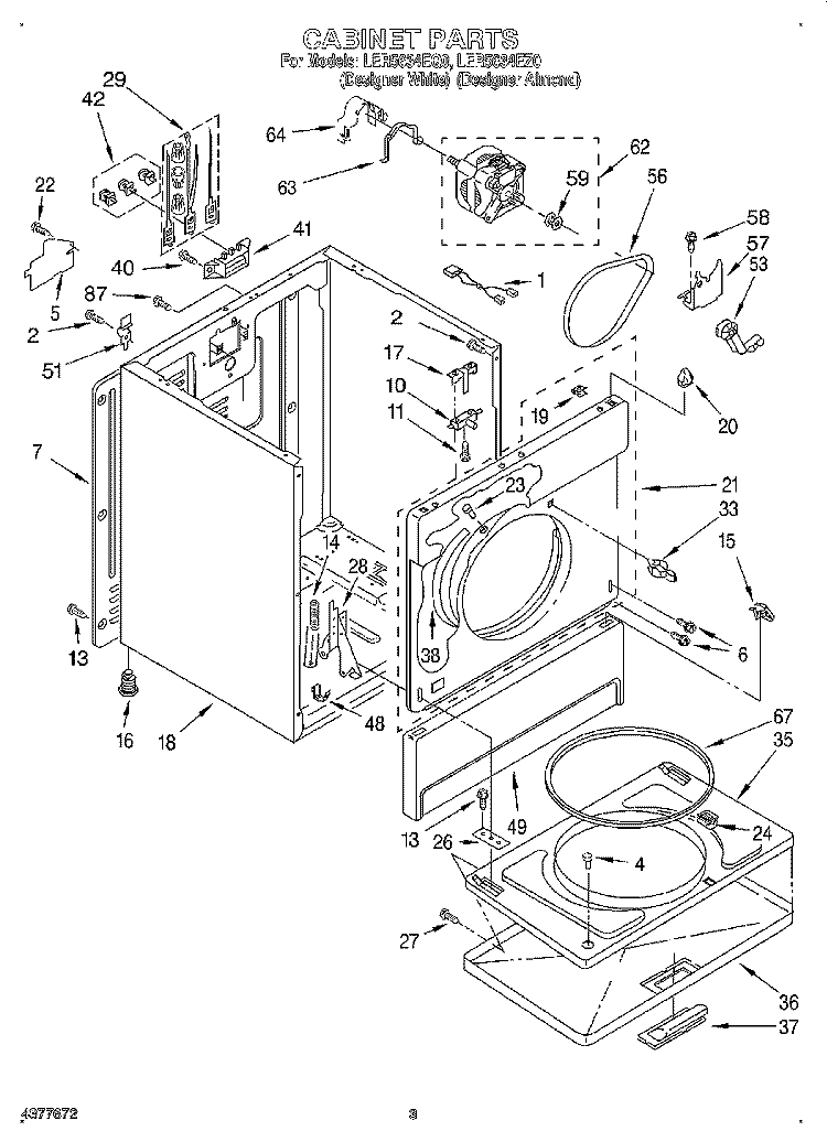 SECTION Diagram and Parts List for LER5634EQ0  Whirlpool Dryer