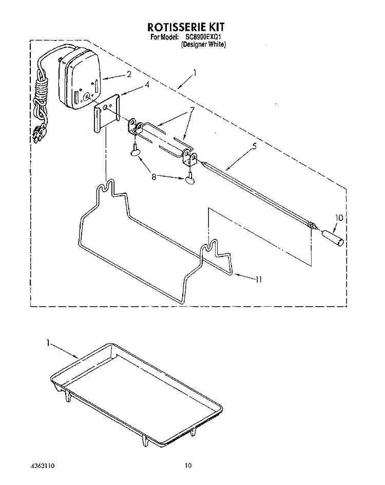 ROTISSERIE KIT Diagram and Parts List for SC8900EXQ1  Whirlpool Cooktop