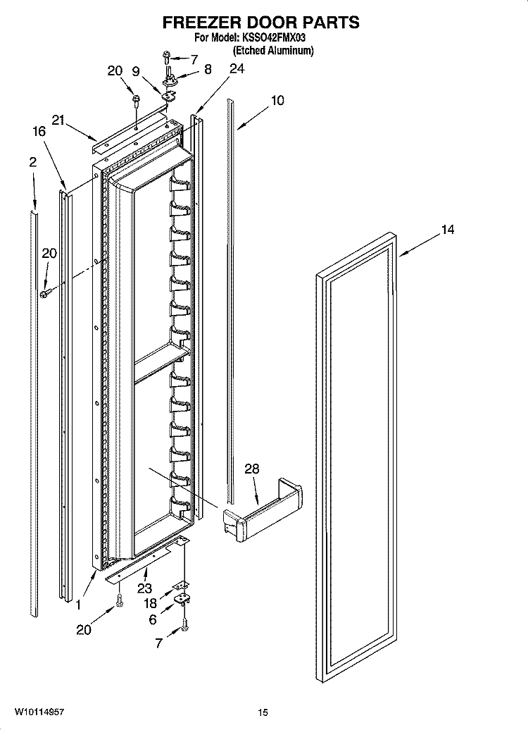 FREEZER DOOR PARTS Diagram and Parts List for KSSO42FMX03  KitchenAid Refrigerator