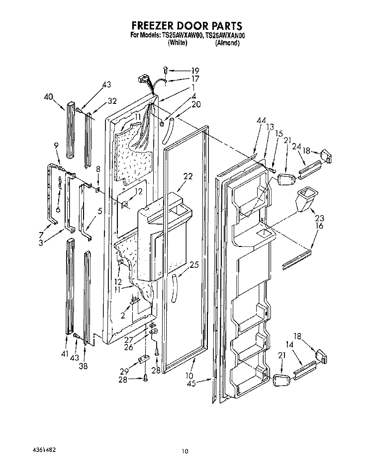 FREEZER DOOR Diagram and Parts List for TS25AWXAN00  Whirlpool Refrigerator