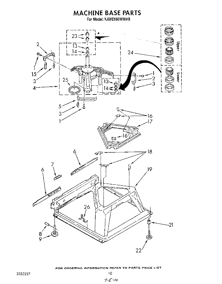 MACHINE BASE Diagram and Parts List for KAWE660WAL0  KitchenAid Washer