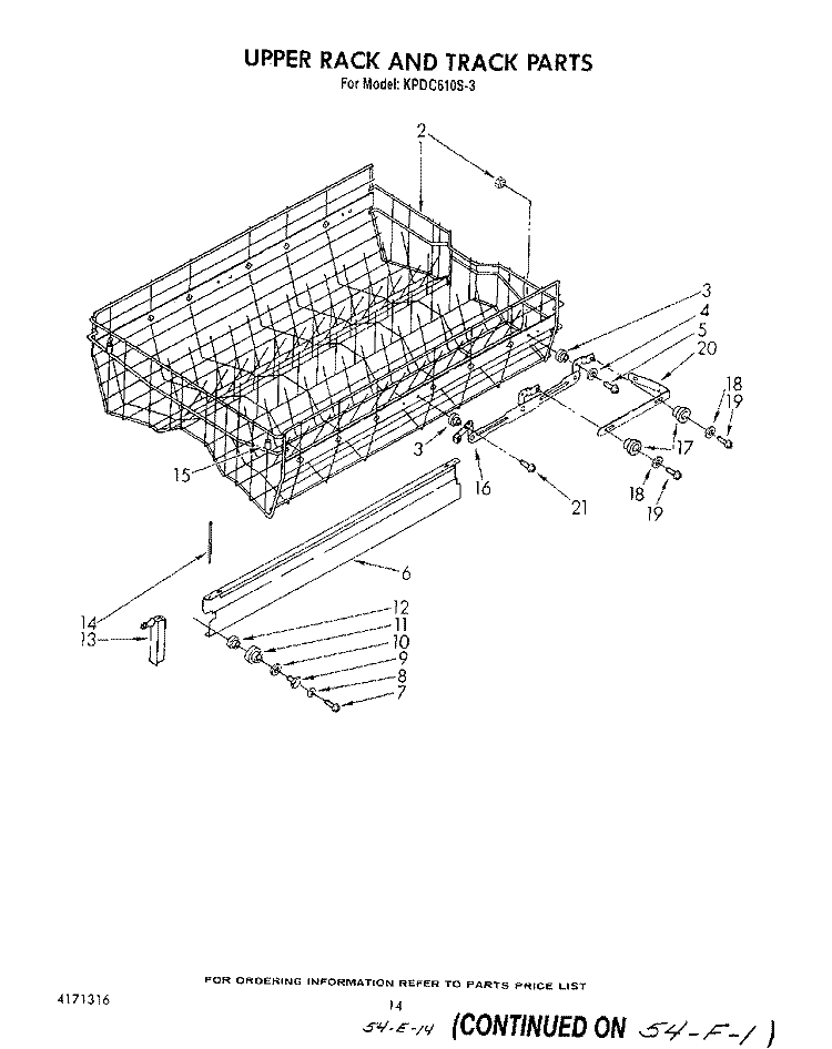 UPPER RACK AND TRACK Diagram and Parts List for KPDC601S3  KitchenAid Dishwasher