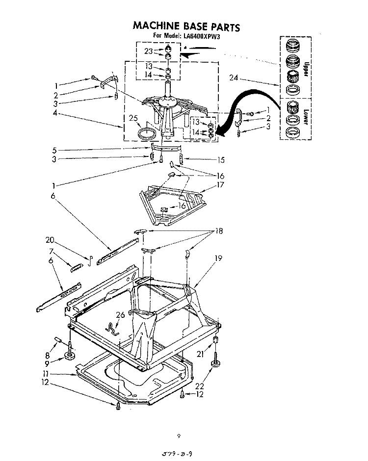 MACHINE BASE Diagram and Parts List for LA6400XPW3  Whirlpool Washer