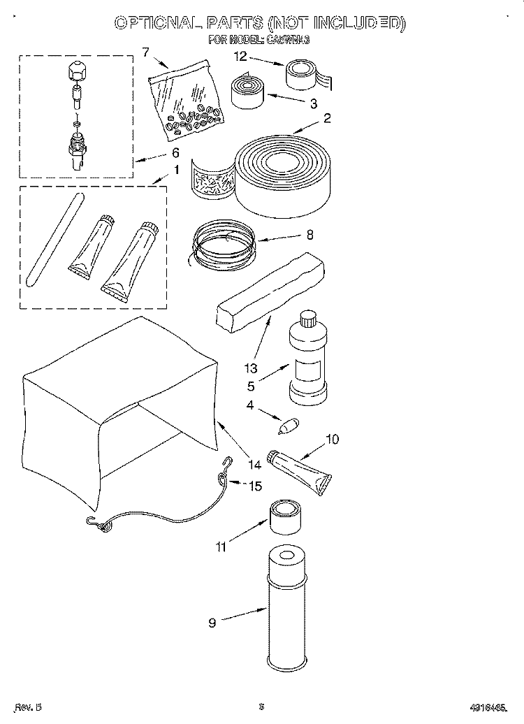 OPTIONAL PARTS Diagram and Parts List for CA5WM43  Crosley Air Conditioner