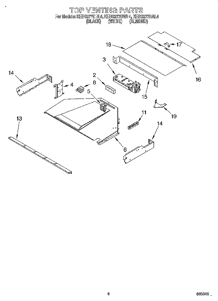 TOP VENTING, OPTIONAL Diagram and Parts List for KEBS277DAL4  KitchenAid Wall Oven