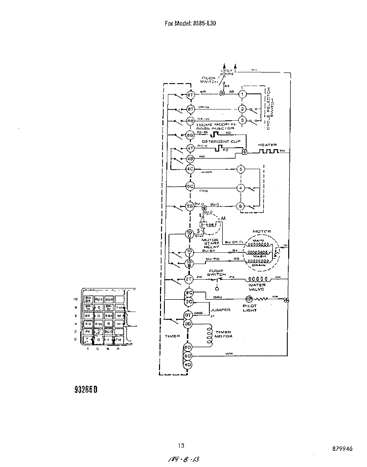 SECTION Diagram and Parts List for 8585L30  Roper Dishwasher