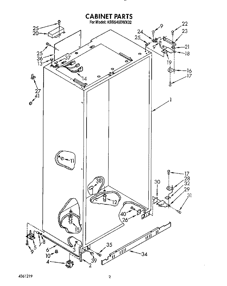 CABINET Diagram and Parts List for KSSS48DWX02  KitchenAid Refrigerator