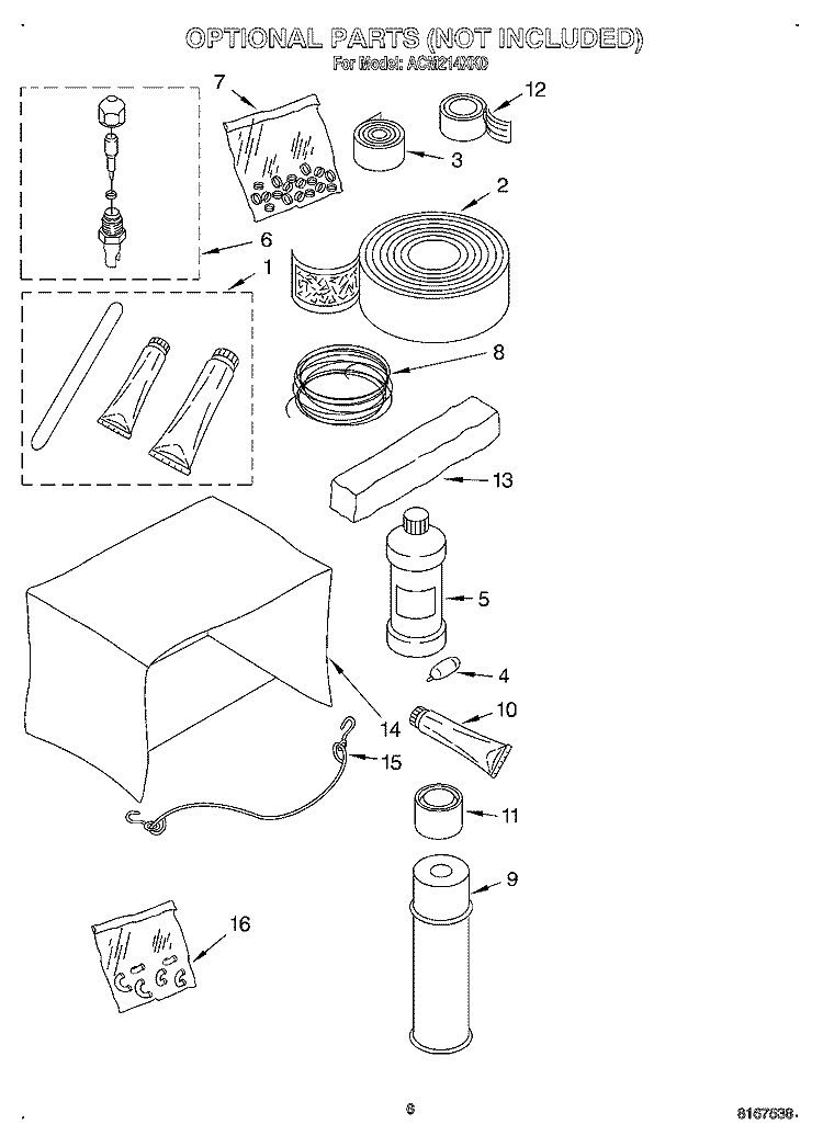 OPTIONAL Diagram and Parts List for ACM214XK0  Whirlpool Air Conditioner