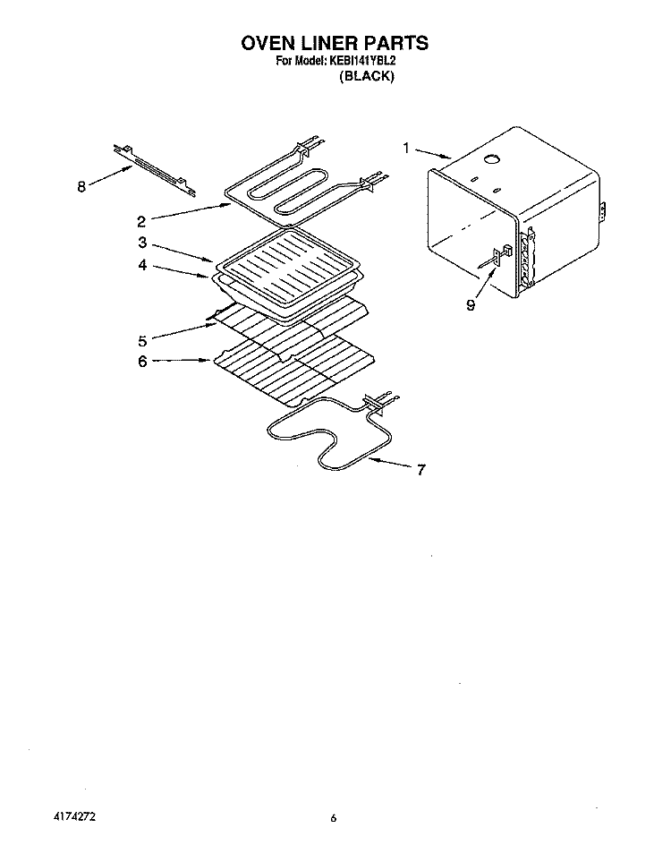 OVEN LINER Diagram and Parts List for KEBI141YBL2  KitchenAid Wall Oven