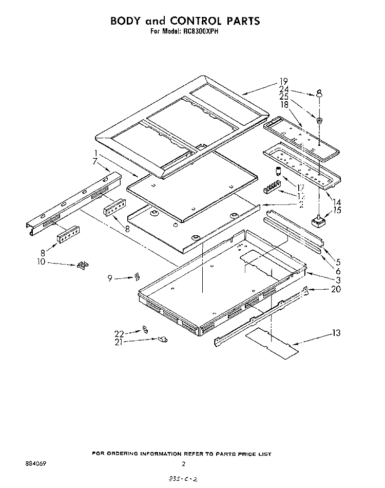 BODY AND CONTROL Diagram and Parts List for RC8300XPH  Whirlpool Cooktop