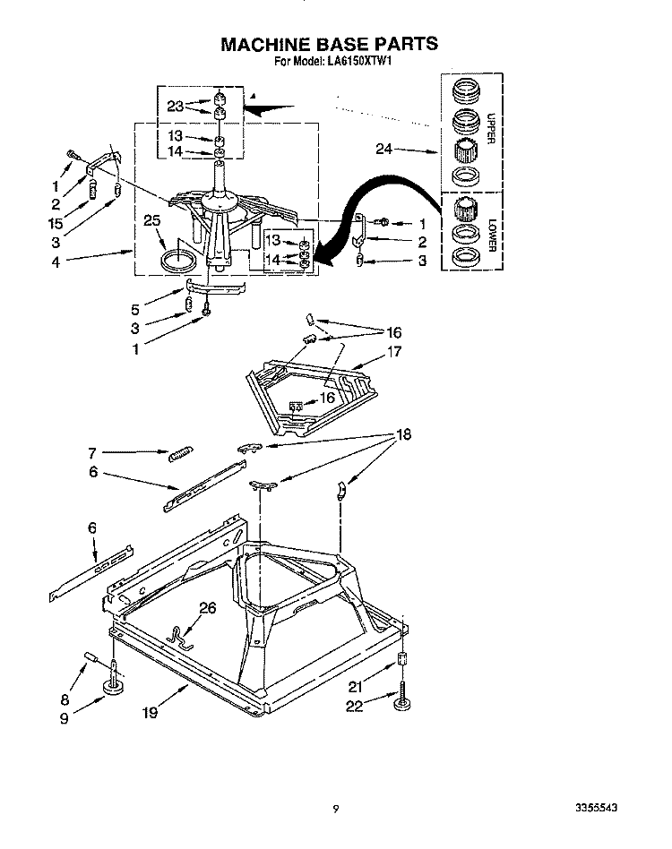 MACHINE BASE Diagram and Parts List for LA6150XTG1  Whirlpool Washer