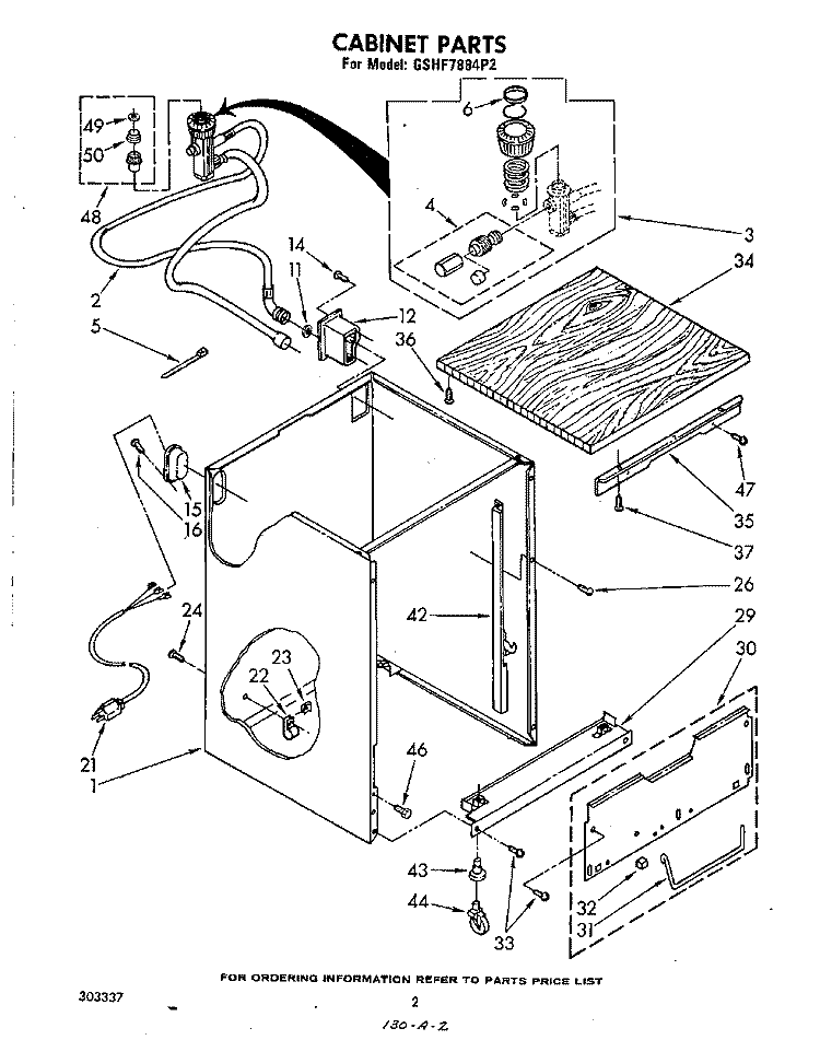 CABINET Diagram and Parts List for GSHF7884P2  Whirlpool Dishwasher
