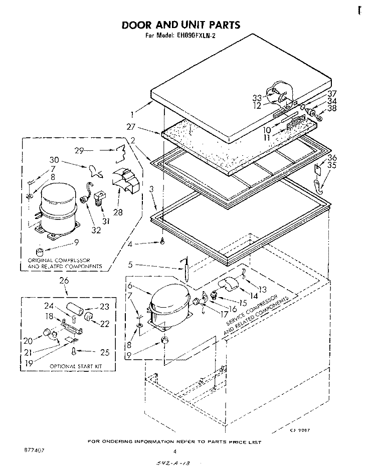 SECTION Diagram and Parts List for EH090FXLN2  Whirlpool Freezer