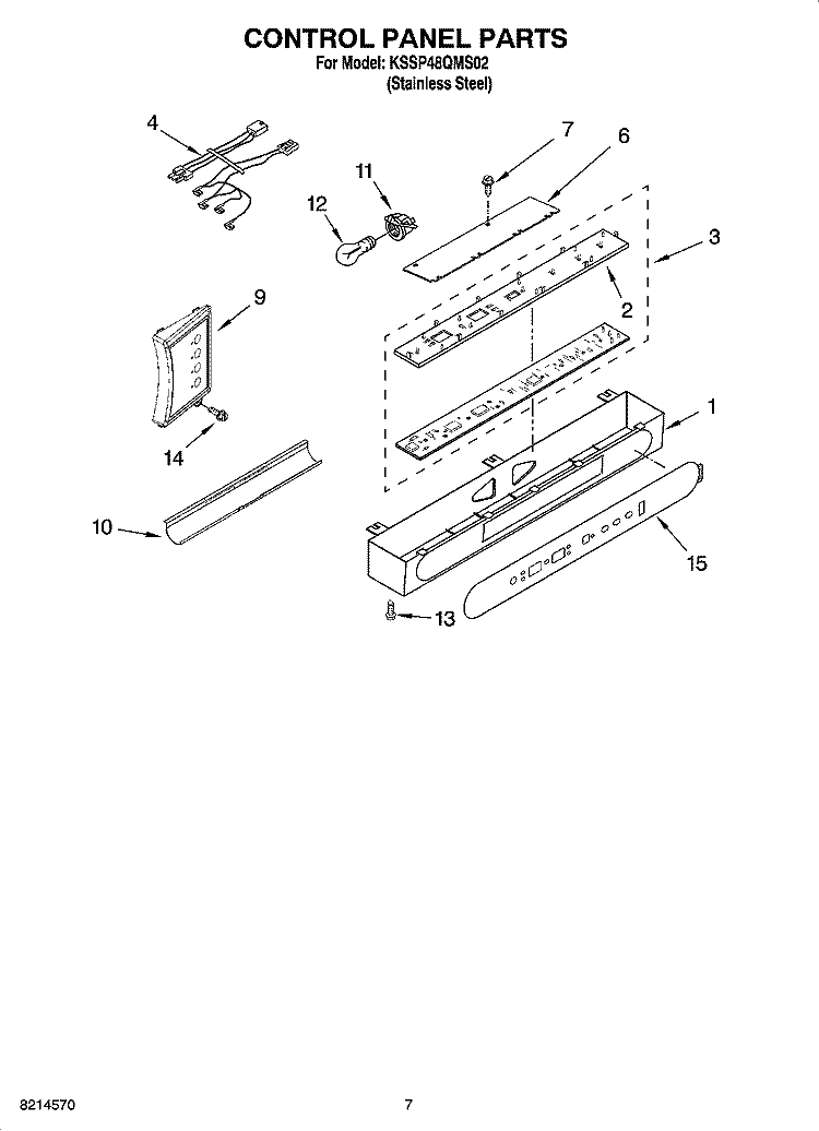 CONTROL PANEL PARTS Diagram and Parts List for KSSP48QMS02  KitchenAid Refrigerator