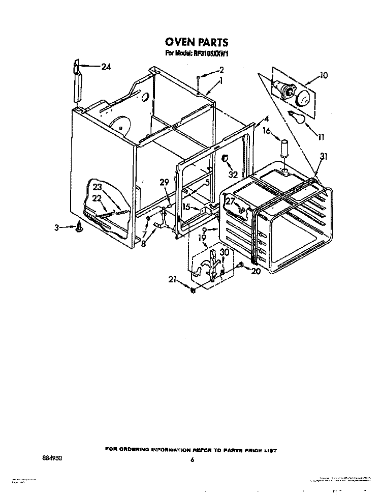 SECTION Diagram and Parts List for RF3105XXW1  Whirlpool Range