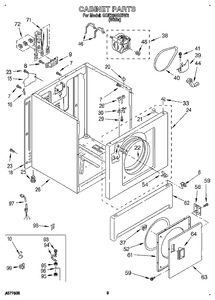 CABINET Diagram and Parts List for GCE2900XSW3  Whirlpool Dryer