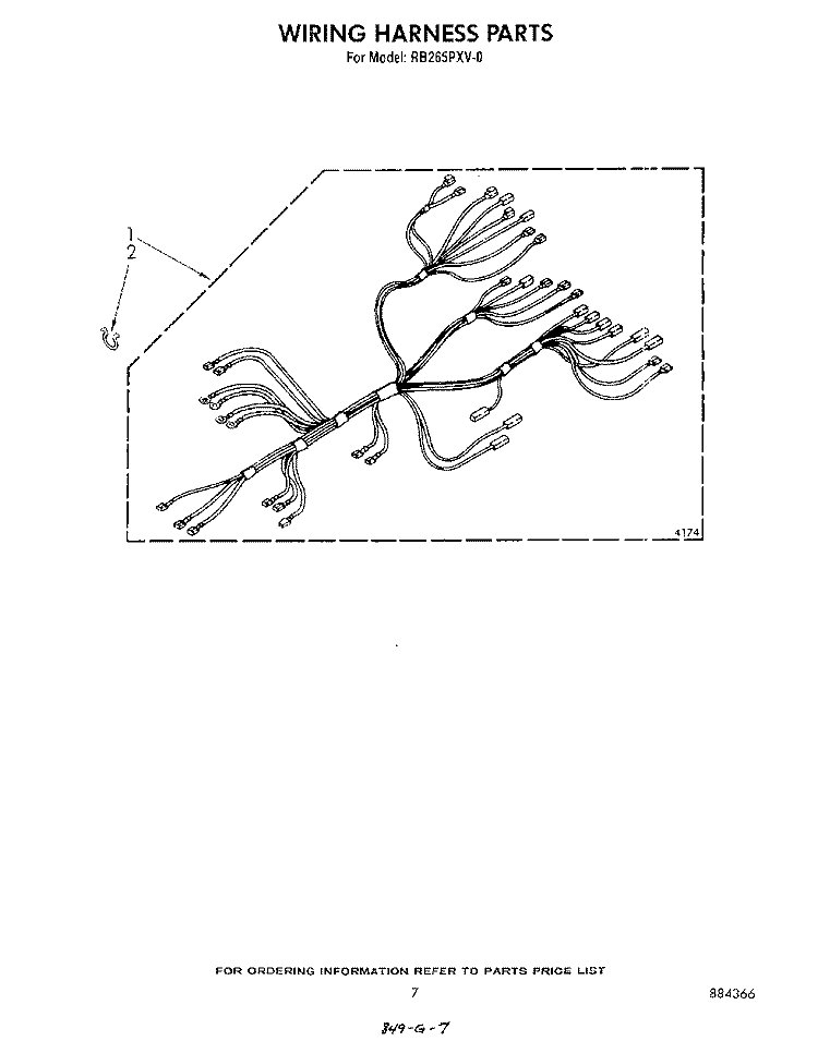 WIRING HARNESS Diagram and Parts List for RB265PXV0  Whirlpool Wall Oven