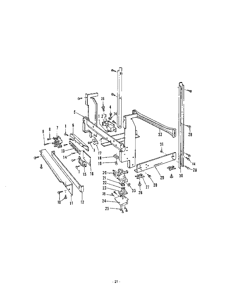 FRAME Diagram and Parts List for 8585L00  Roper Dishwasher