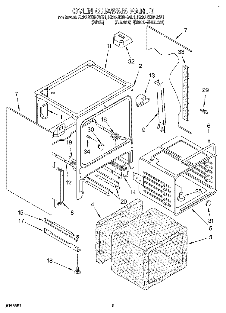 OVEN CHASSIS Diagram and Parts List for KERC600GBS1  KitchenAid Range