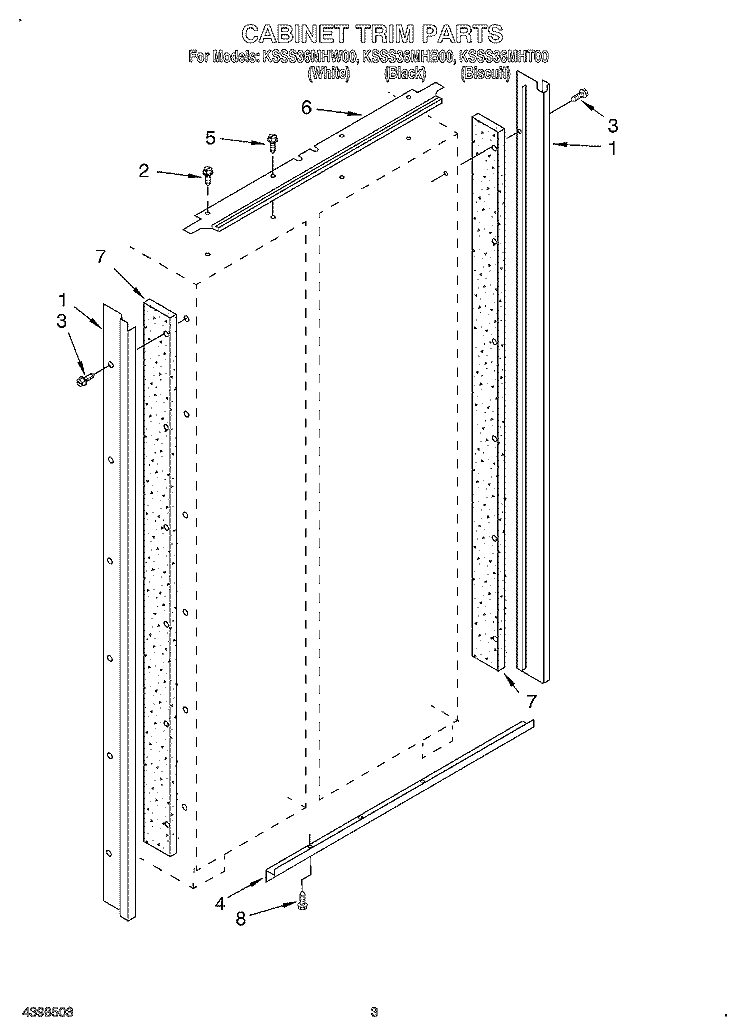 CABINET TRIM Diagram and Parts List for KSSS36MHT00  KitchenAid Refrigerator