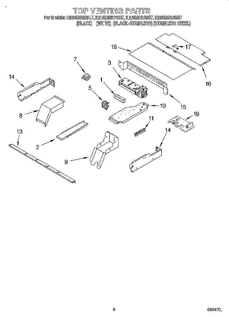 TOP VENTING, OPTIONAL Diagram and Parts List for KEBS208DSS7  KitchenAid Wall Oven