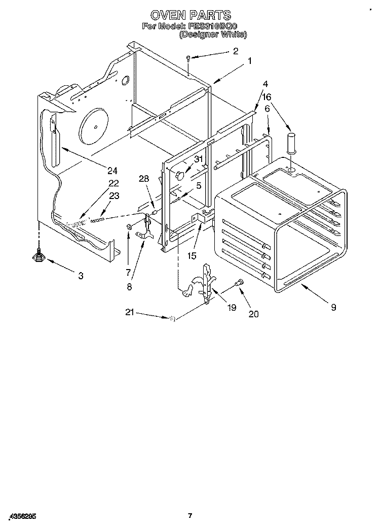 OVEN Diagram and Parts List for FES310BQ0  Roper Range