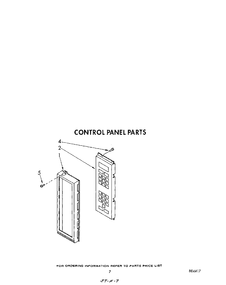 CONTROL PANEL Diagram and Parts List for KCMS135SWH0  KitchenAid Microwave