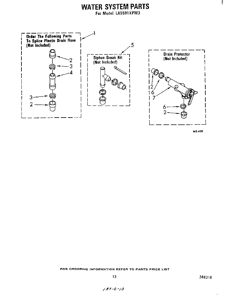 WATER SYSTEM Diagram and Parts List for LA5591XPW3  Whirlpool Washer