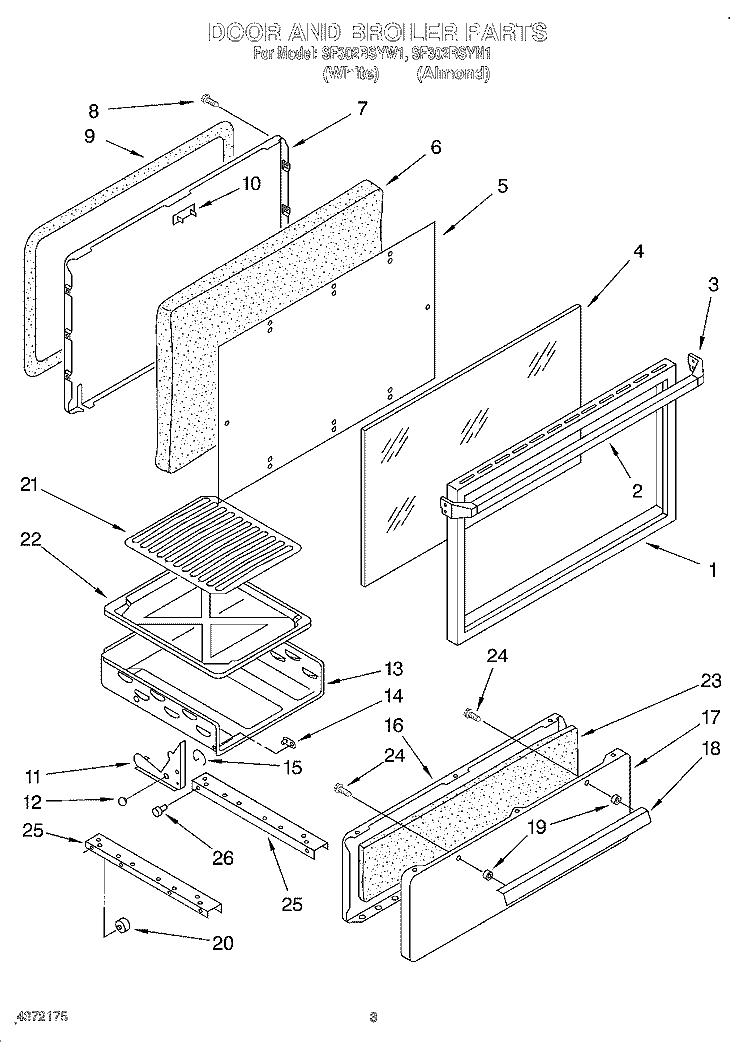 SECTION Diagram and Parts List for SF302BSYN1  Whirlpool Range