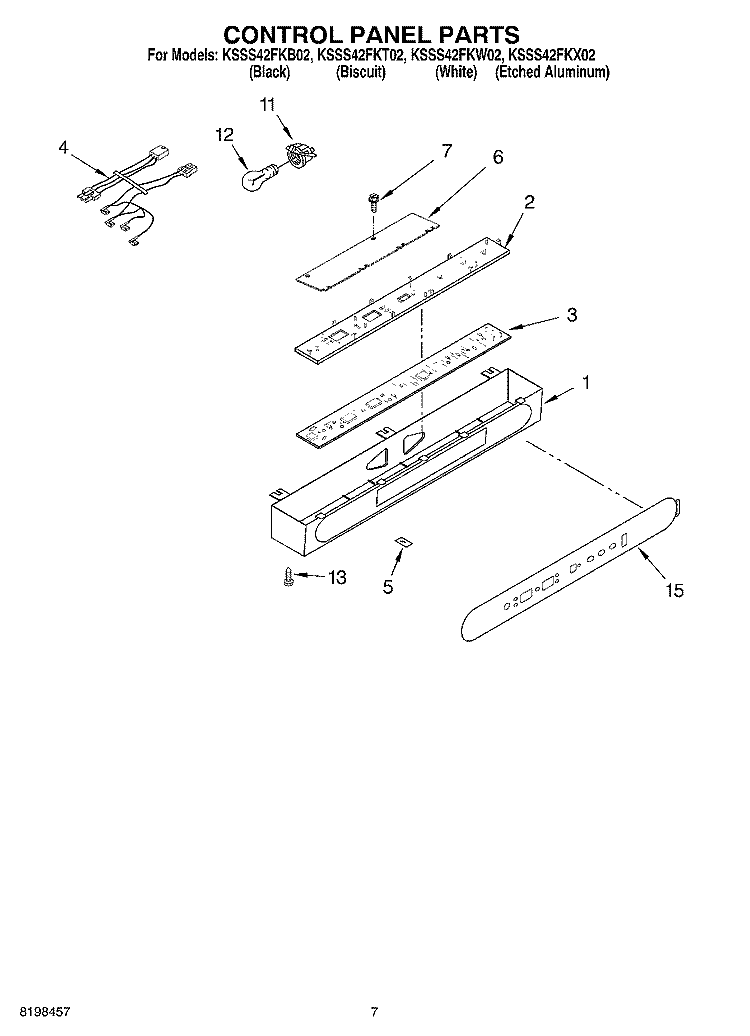 CONTROL PANEL PARTS Diagram and Parts List for KSSS42FKX02  KitchenAid Refrigerator