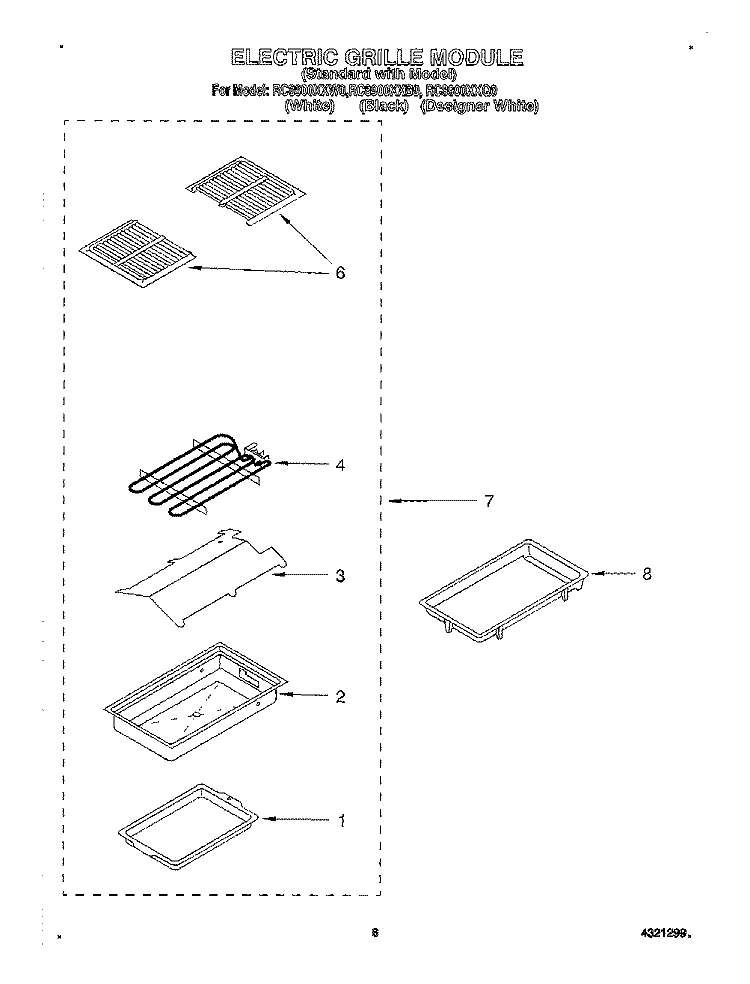 ELECTRIC GRILLE MODULE Diagram and Parts List for RC8900XXW0  Whirlpool Cooktop