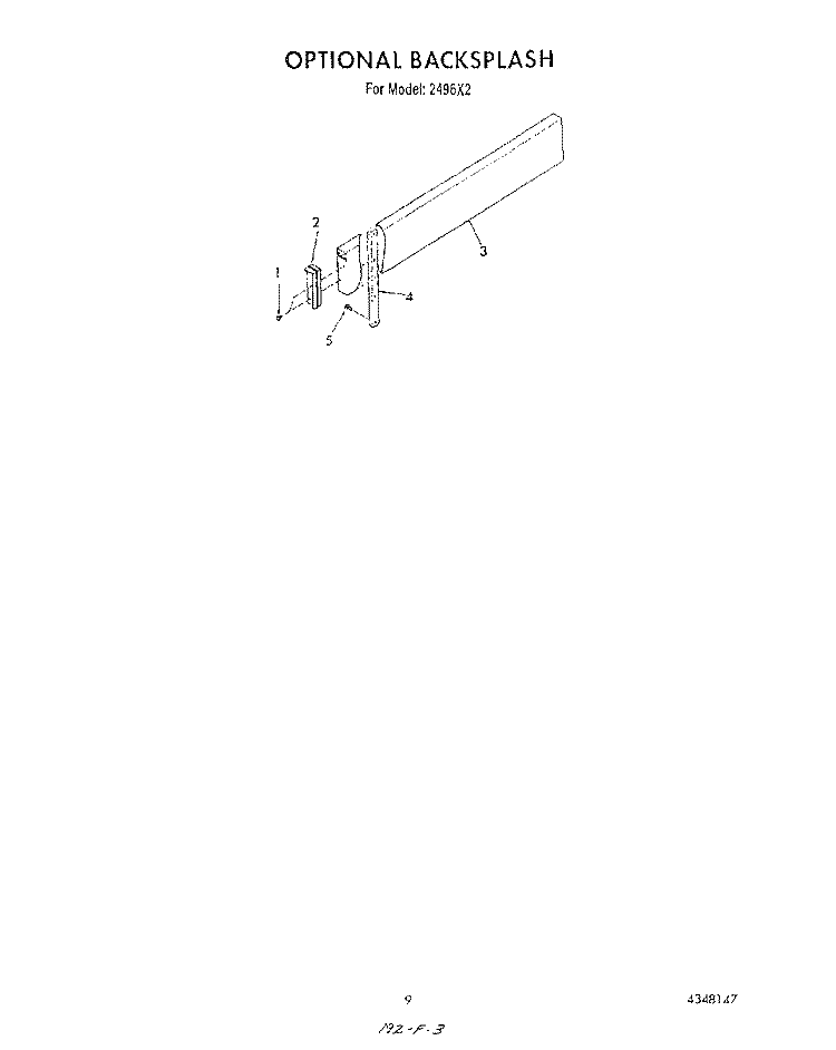 BACKSPLASH Diagram and Parts List for 2496^2  Whirlpool Range