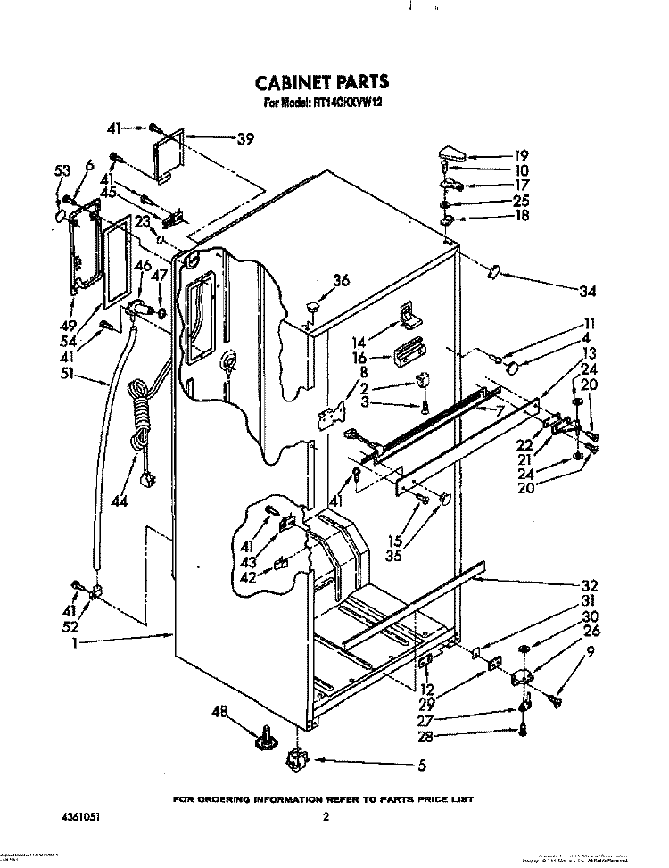 CABINET Diagram and Parts List for RT14CKXVW12  Roper Refrigerator