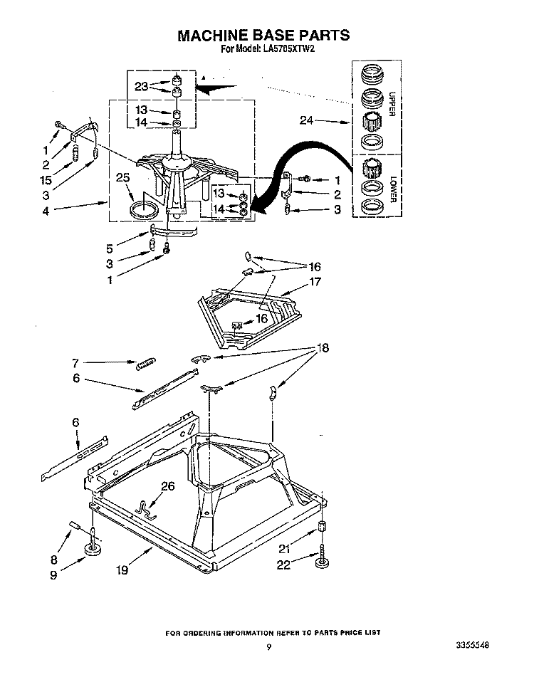 MACHINE BASE Diagram and Parts List for LA5705XTM2  Whirlpool Washer