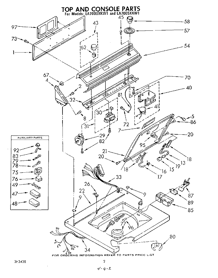 TOP AND CONSOLE Diagram and Parts List for LA7000XKW1  Whirlpool Washer