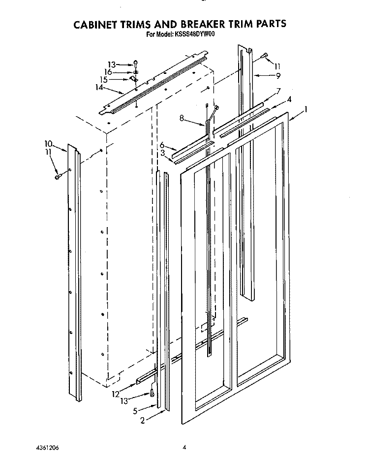 CABINET TRIMS AND BREAKER TRIM Diagram and Parts List for KSSS48DYW00  KitchenAid Refrigerator