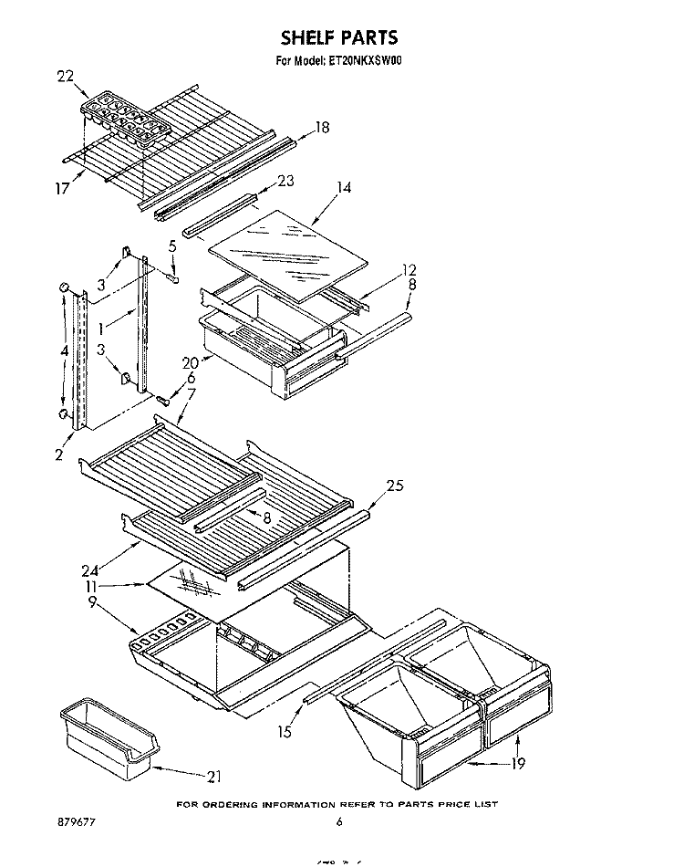 SHELF Diagram and Parts List for ET20NKXSW00  Whirlpool Refrigerator