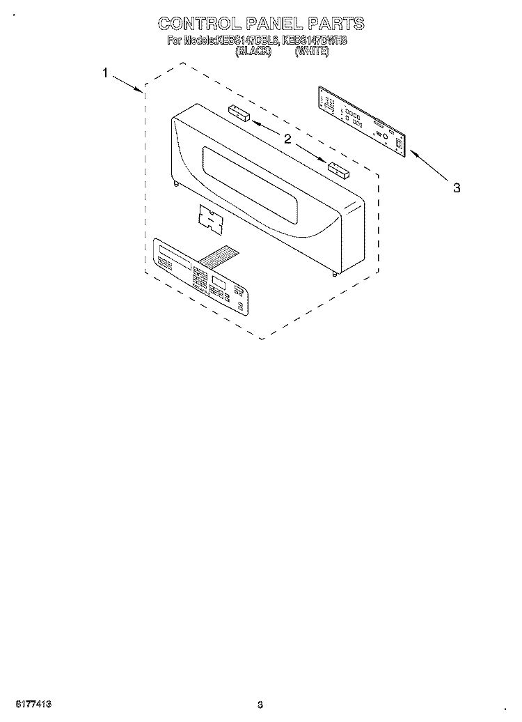 CONTROL PANEL, LITERATURE Diagram and Parts List for KEBS147DBL8  KitchenAid Wall Oven