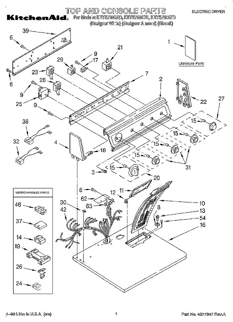 SECTION Diagram and Parts List for KEYS750GZ0  KitchenAid Dryer