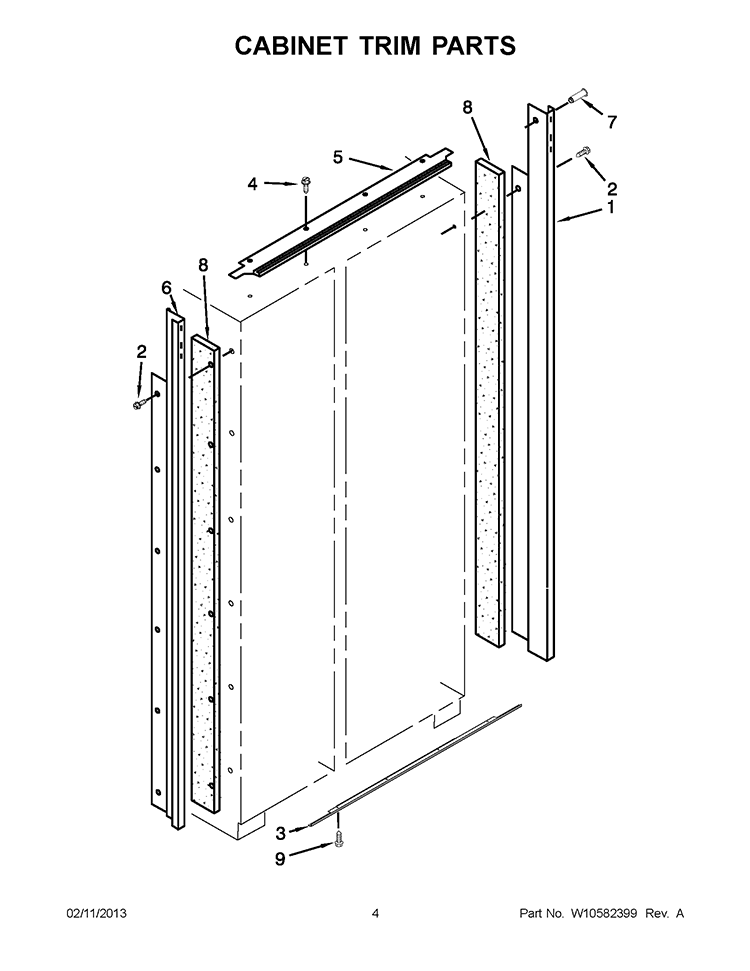 CABINET TRIM PARTS Diagram and Parts List for KSSO42FTX17  KitchenAid Refrigerator