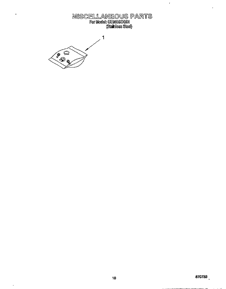 MISCELLANEOUS Diagram and Parts List for GU980SCGS1  Whirlpool Dishwasher