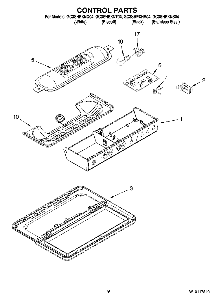 CONTROL PARTS Diagram and Parts List for GC3SHEXNQ04  Whirlpool Refrigerator