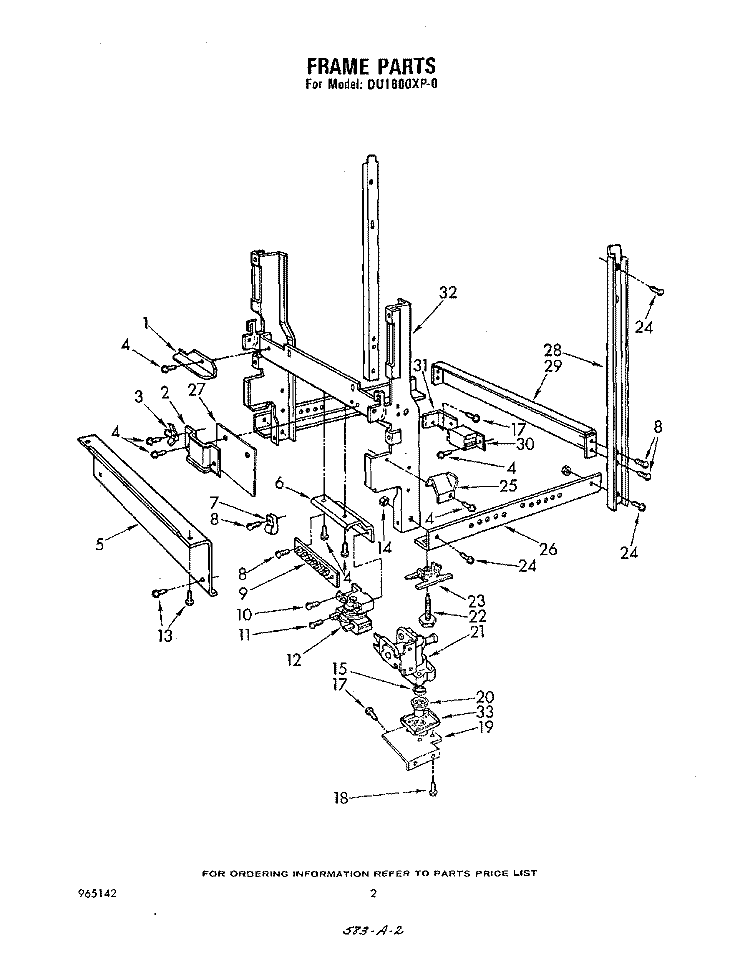 FRAME , LITERATURE AND OPTIONAL Diagram and Parts List for DU1800XP0  Whirlpool Dishwasher