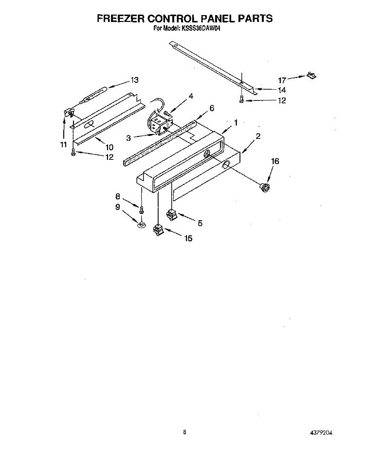 FREEZER CONTROL PANEL Diagram and Parts List for KSSS36DAW04  KitchenAid Refrigerator