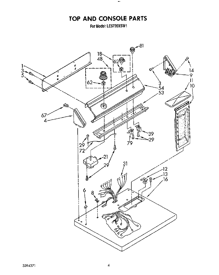 SECTION Diagram and Parts List for LE5720XSG1  Whirlpool Dryer