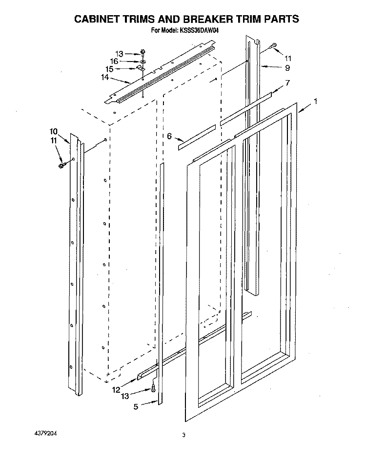 SECTION Diagram and Parts List for KSSS36DAW04  KitchenAid Refrigerator