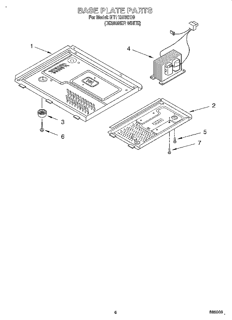 BASE PLATE Diagram and Parts List for MT1131SGQ0  Whirlpool Microwave